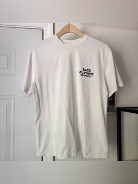 P&CO white cotton crew neck knit short sleeve graphic tee t-shirt